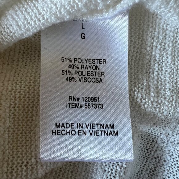 OLIVE & OAK Lightweight Cream Semi-Sheer 3/4 Sleeve Scoop Neck Top Size Large - Picture 9 of 10